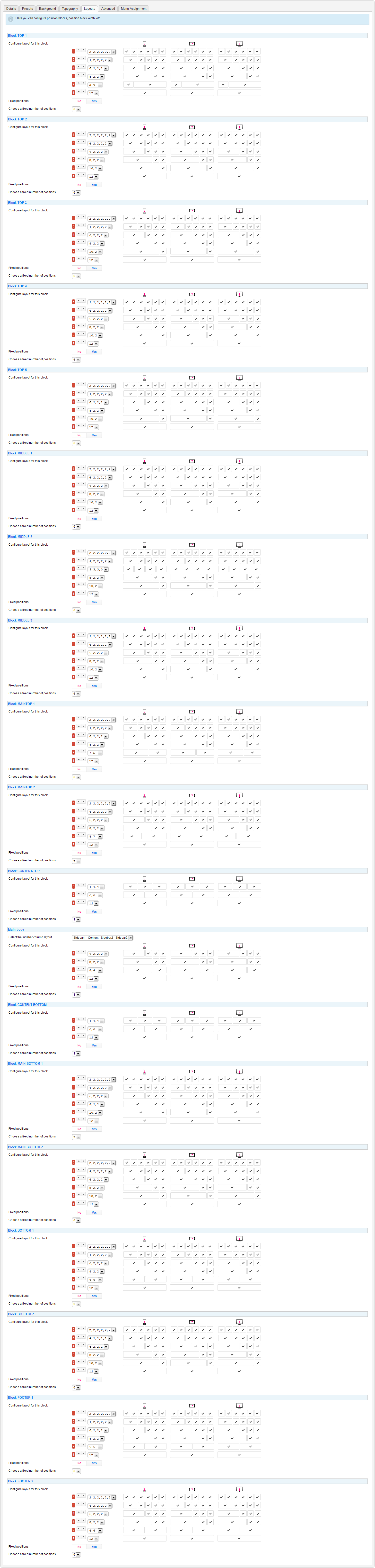 template configurations